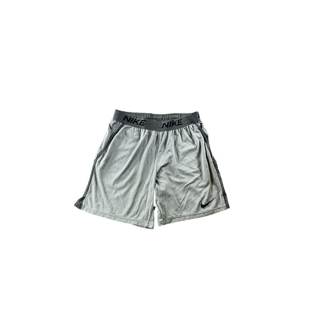 Nike Dri-FIT Mens Gray Mesh Athletic Basketball Shorts Large Logo Waistband